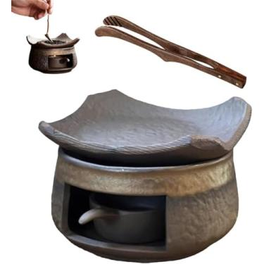 Imagem de Queimador de óleo essencial para fogão de aromaterapia, aquecedor de cera de cerâmica feito à mão com suporte para luz de chá, difusor Zen Palo Santo para fragrância doméstica, meditação, relaxamento