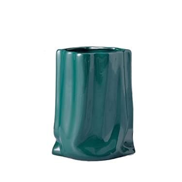 Imagem de WUHUQN Vaso de flores com textura plissada, vaso de cerâmica, vasos de plantas, decoração de mesa, vasos de flores, arranjos de flores decorativos, vasos florais para arranjo floral