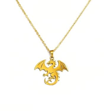 Imagem de WETMT Colar feminino de dragão de prata delicado com pingente de dragão dourado exclusivo Y2K vintage dragões colares modernos acessórios de joias elegantes, Large, Liga de aço, Sem Pedra Preciosa