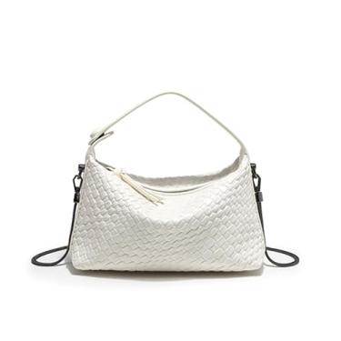 Imagem de Sweetovo Bolsa Hobo Feminina de Couro Vegano Pequena Bolsa de Ombro Transversal Padrão Tecido Alça Superior Bolsa Bolsa com Corrente de Metal Destacável