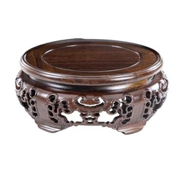 Imagem de Base de exibição redonda vazada para decoração de casa, suporte de decoração de bule de chá de bonsai para uso interno (médio)