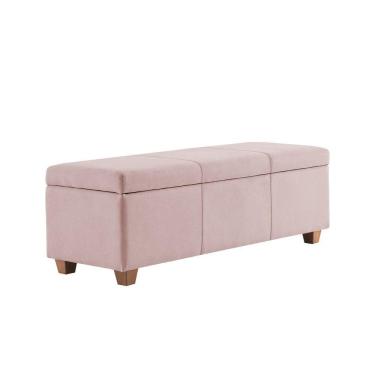 Imagem de Recamier Bau Dubai 1,20m Suede Rosa Bebe - Inova Decorações