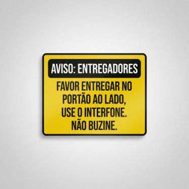 Imagem de Placa Acm Entregadores Entregar Portão Lado Interfone 18X23 - Sinalizo