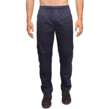 Imagem de Calça Masculina Brim Sarja Cargo Elástico Cordão 5 Bolsos-Masculino