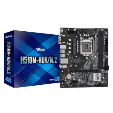 Imagem de Placa-Mãe AsRock, Intel 1200 H510M 10ª Geração, HDV, M.2, 2X DDR4, HDMI, DVI e VGA - H510M-HDV/M.2