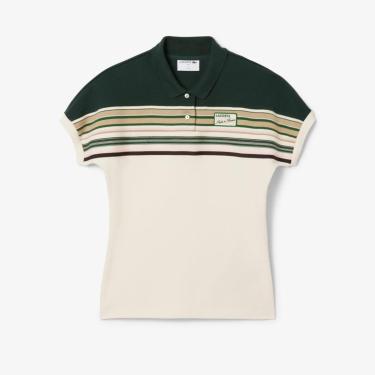 Imagem de Camisa Polo Lacoste Listrada Slim Fit Feita na França Feminina-Feminino