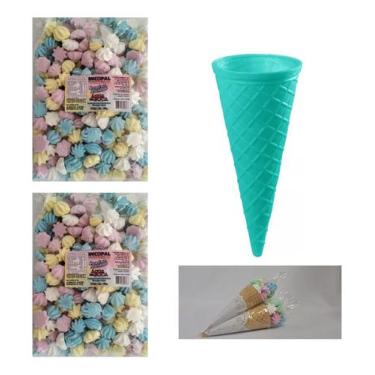 Imagem de Mini Suspiro Sortido E Casquinhas Azul, Kit 30 Lembrancinha - INCOPAL