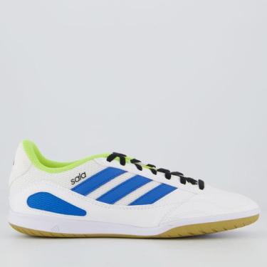 Imagem de Chuteira Adidas SuperSala III Futsal Branca e Azul, 39