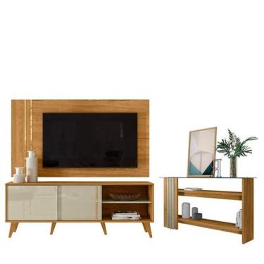 Imagem de Rack Bancada E Painel Para TV Cronos com Aparador Frizz Cumaru Opala -