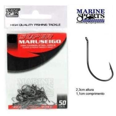 Imagem de Kit 50 Anzol Pesca Marine Sports Super Maruseigo Black N-16