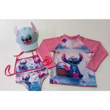 Imagem de Biquini infantil + Camisa UV + Boné - Proteção Solar UV 50 - Conjunto 