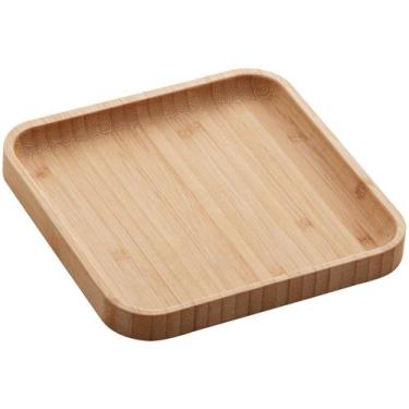 Imagem de Bandeja de Bambu Square Lyor 17x17cm Prato Pequeno Quadrado para Servi