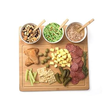 Imagem de Petisqueira com 7 Peças - 3 Colheres 3 Bowls e Tábua