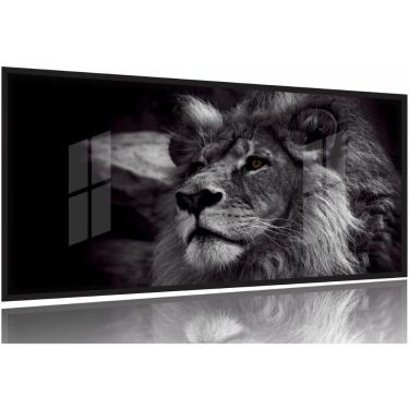 Imagem de Quadros Decorativos Leão Preto E Branco 130x60 Moldura Preta 2x2