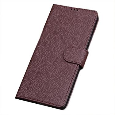 Imagem de Capa para Samsung Galaxy S22/S22plus/S22 Ultra, Capa de couro legítimo fina com suporte slot para cartão de crédito Proteção de câmera à prova de choque Flip Carteira Capa, Marrom, S22plus 16,5 cm