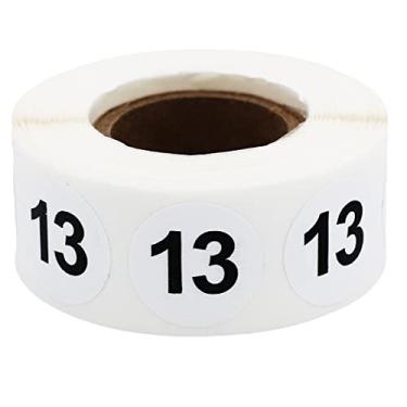Imagem de Adesivos brancos com pontos pretos número 13, redondos de 9,5 cm, 500 etiquetas em rolo para organização e inventário - Acabamento semibrilhante - Feito nos EUA
