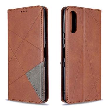 Imagem de HONGYAN Capa de telefone Para Sony Xperia L4 Rhombus Texture Flip Horizontal Caixa De Couro Magnético Com Holder & Cart Slots & Carteira Capa protetora