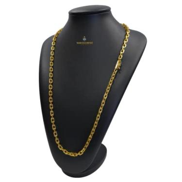 Imagem de Cordão Cadeado 7mm Banhado a Ouro 18k (70cm)