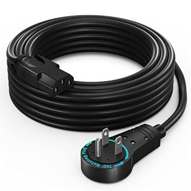 Imagem de Cabo de alimentação para computador monitor de 35 pés de plugue plano 360° cabo giratório PC 3 garras para, desktop, impressora, scanner, 16 AWG NEMA 5-15P para IEC13 - aprovado pela UL