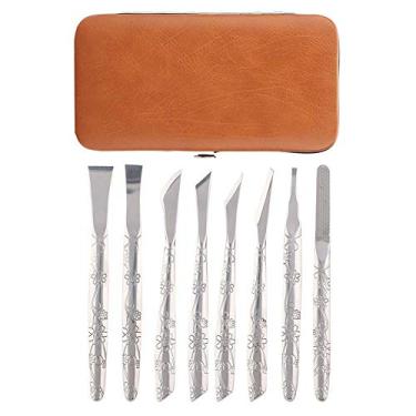 Imagem de Lima de p¨¦, lixa de p¨¦ raspador de p¨¦, 8 pe?as de lixa de p¨¦ de a?o inoxid¨¢vel removedor de tes?o de pele morta calo de p¨¦ barbeador pedicure conjunto de ferramentas, lixa de p¨¦ raspador de p¨¦ re
