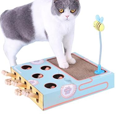 Imagem de Brinquedo interativo para gato arranhador - 3 em 1 brinquedos interativos para gatos | enriquecimento para gatos, jogo pegar ratos, quebra-cabeças para gatos,