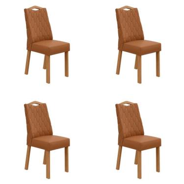 Imagem de Conjunto com 4 Cadeiras Venus Sintético Caramelo e Amêndoa Clean