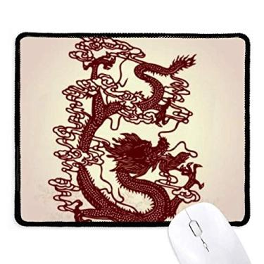 Imagem de Mousepad de dragão chinês com borda costurada, tapete de borracha para jogos