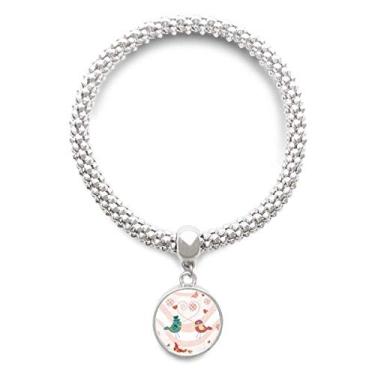 Imagem de DIYthinker Pulseira com pingente de prata e ouro rosa verde pássaros amor dia dos namorados pulseira ajustável