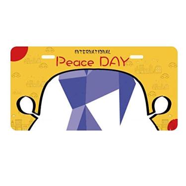 Imagem de DIYthinker Placa de licença com estampa de pombo abstrata origami roxo decoração de carro dia da paz