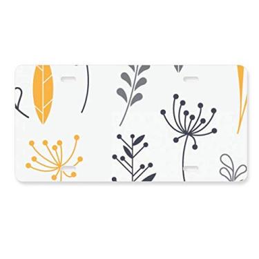 Imagem de DIYthinker Etiqueta de aço inoxidável para decoração de placa de licença com flores e amostras de folhas