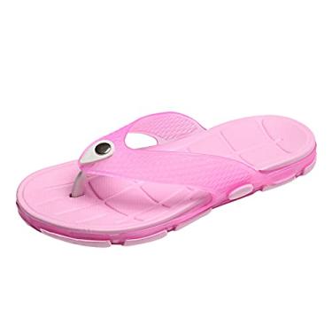 Imagem de Sandálias confortáveis para mulheres elegantes chinelos de praia flip verão moda ao ar livre sandálias moda grande versátil feminina (rosa, 9)