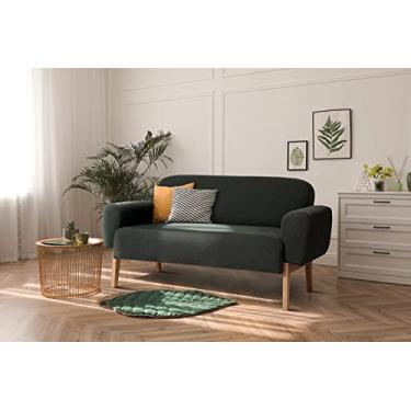 Imagem de Sofá 2 Lugares para Sala de Estar Verde 1,50 m Agnes Oppa Design - Natural e Tecido Verde Escuro