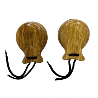 Imagem de Castanholas Espanholas Madeira Clara 2 pares com 9 cm