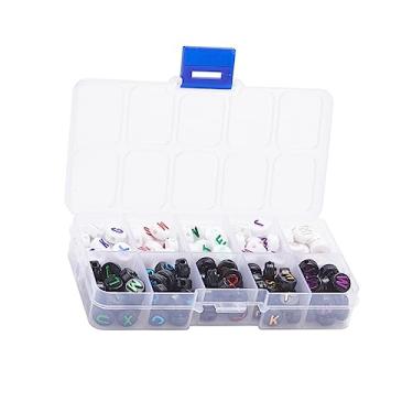 Imagem de COHEALI 1 Caixa Missangas Oblatas Colar De Letras Contas De Letras Em Inglês Miçangas Artesanais Jóias De Madeira Contas De Espaçador De Alfabeto Redondo Contas De Colar Acrílico Carta