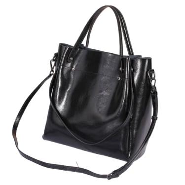 Imagem de Bolsa de mão de couro legítimo para mulheres, bolsa de ombro, tote messenger hobo bag, pasta com alça ajustável (A)