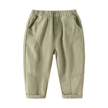 Imagem de Yueary Calças de moletom básicas para bebês meninos com cintura elástica lisa calça jeans casual jogger bolso calça jeans, Verde, 110/3-4 Y