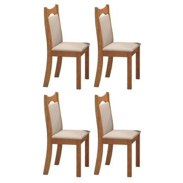 Imagem de Kit com 4 Cadeiras para Sala de Jantar Mdp/mdf Dalas Marfim