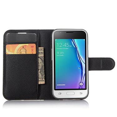 Imagem de Capa para Samsung Galaxy J1 Mini (modelo 2016), capa flip de couro PU para Galaxy J1 Mini (2016), capa de proteção de telefone estilo empresarial, capa com [compartimentos para dinheiro e cartão]
