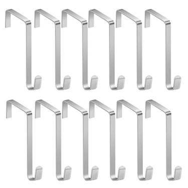 Imagem de Gancho para porta – Ganchos para pendurar porta adequados para duas portas de tamanho reversível, design de porta de metal, ganchos para toalha para banheiro, quarto, casaco, 6-YHS62-HANGER-OVDR-50-PLT-12P1, 12 pcs Plating Hook, 12 pcs