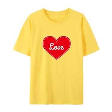 Imagem de Camiseta Love Graphic para amigos Love Funny Graphic para homens e mulheres para o amor, Amarelo, P