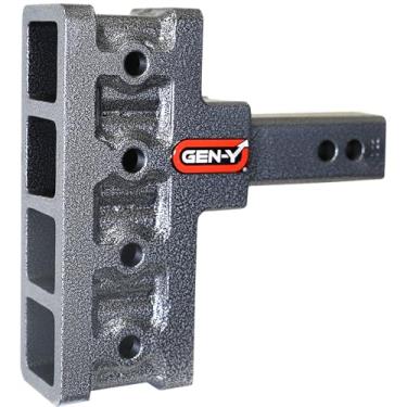 Imagem de GEN-Y GH-404 Offset Dual Receiver Hitch, Adjustable Drop Hitch, 2" Receiver with 4 Adjustable Sections, 5" Drop, 10,000 lb. Towing Capacity
