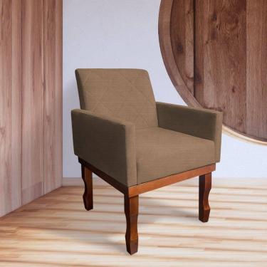 Imagem de Poltrona Medusa Retrô Pés de Madeira Maciça Linho Marrom