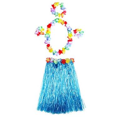 Imagem de Conjunto de saia ajustável para festa havaiana Havaí, vestido havaiano, 60 cm, azul, Multicor, M