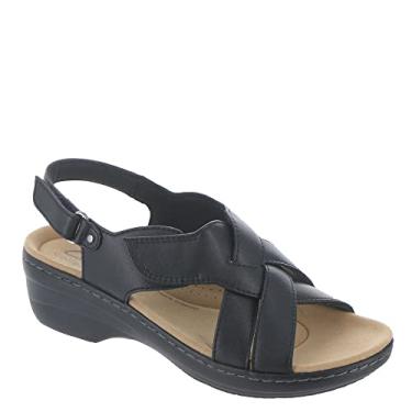 Imagem de Clarks Sandália feminina Merliah Echo com salto, Couro preto, 9.5 Narrow