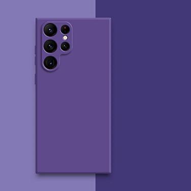 Imagem de Capa quadrada de silicone líquido para Samsung Galaxy S23 Ultra S22 Plus S21 FE S20 Note 20 10 Capa protetora de tecido macio para telefone Back Cove, roxo escuro, para Samsung Note20Ultra