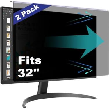 Imagem de [Pacote com 2] Protetor de Tela de Privacidade para Computador Pendurado de 32 Polegadas Compatível com Monitor de Desktop Widescreen 16:9 - Filtro Anti-UV e Luz Azul - Design de Suspensão para Fácil
