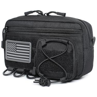 Imagem de Bolsa de administração horizontal Tactical Molle com bolso frontal com cordão EMT bolsa EDC Utility Orgaznier Bag (preto)
