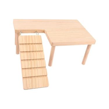 Imagem de Ioensy Plataformas de madeira para hamster, escadas para hamster com escada de escalada, acessório para gaiola, Esquerda