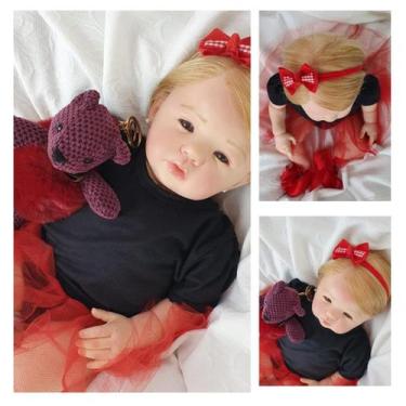 Imagem de Bebê Reborn Menina Linda + Enxoval com Bolsa - Mundo Azul e Rosa