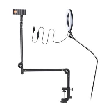 Imagem de UGPLM Suporte para microfone Braço para microfone Suporte para microfone ajustável e resistente multiuso Suporte para mesa para jogos e podcasts, Base de Ferro